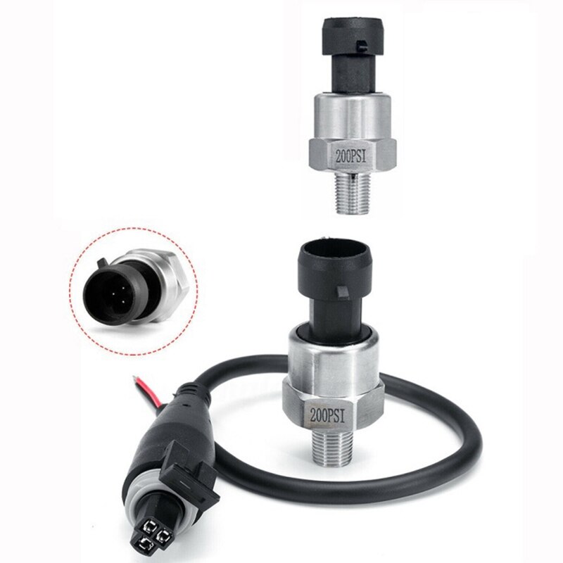 1/8 NPT Thread Stainless Steel Pressure Transducer Sender Sensor Gas Oil Pressure Transmitter 200PSI