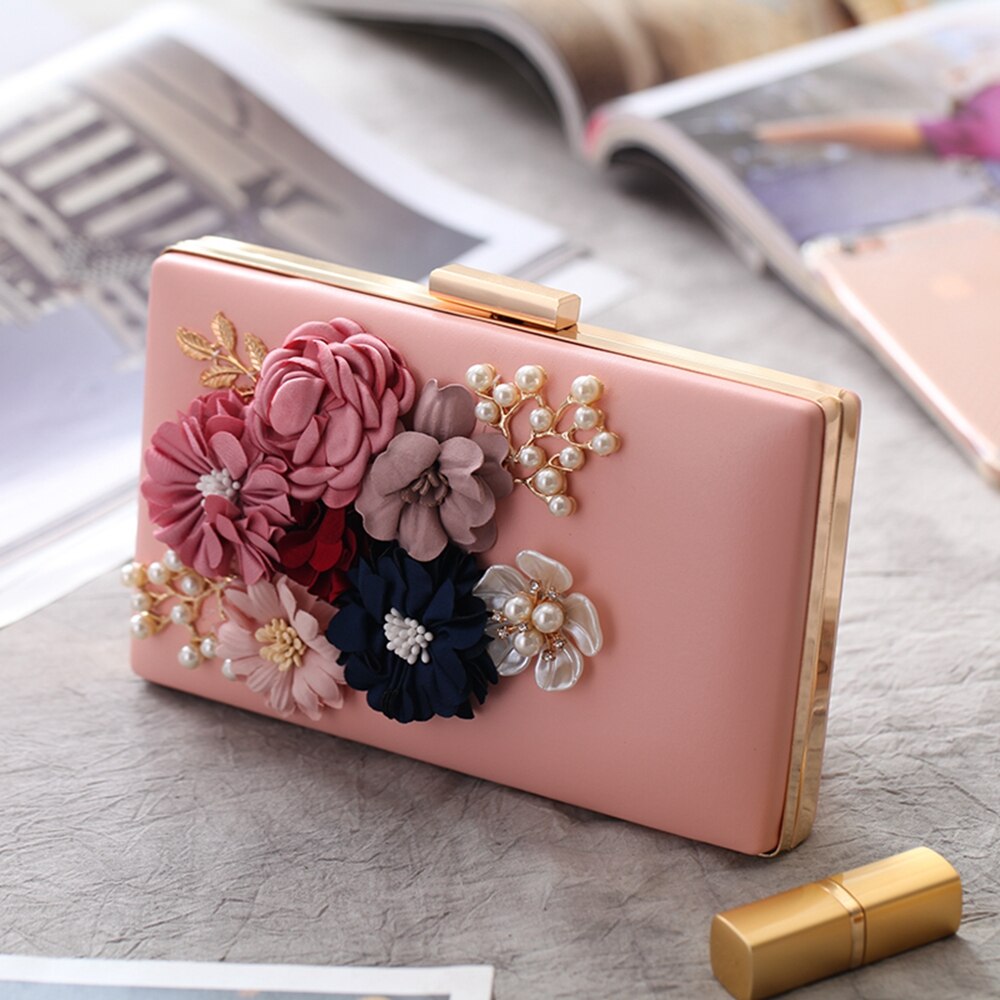 le signore DIY mano fatto fiori Busta frizione Borsa sera Borsa nuziale nozze Borsa spalla borsetta Prom Borsa per le signore la moda