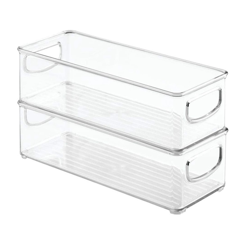 Refrigerator Organizer Bins Stackable Fridge Organizers Pantry Cutout Handle Clear Plastic Food Storage Bin Rack