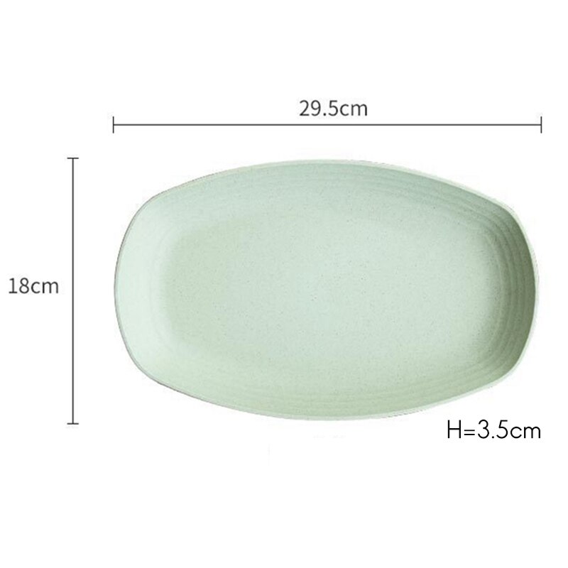 4Pcs Tarwe Stro Ovale Vorm Fruit Dessert Voedsel Opslag Platen