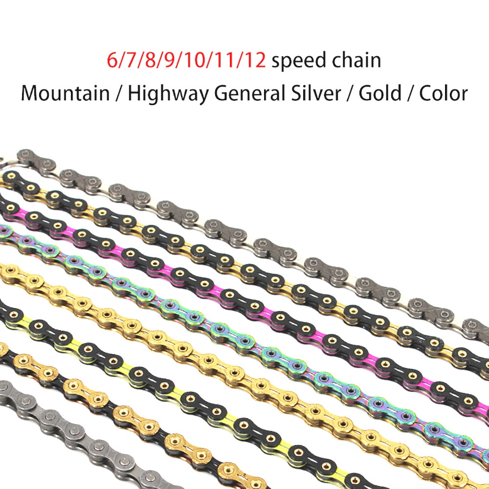 Bunte Höhlte MTB Straße Typ Bicicle Kette 116 Verknüpfungen Rennen Fahrrad Kette Edelstahl 6 7 8 9 10 11 12 geschwindigkeit Mountainbike Kette