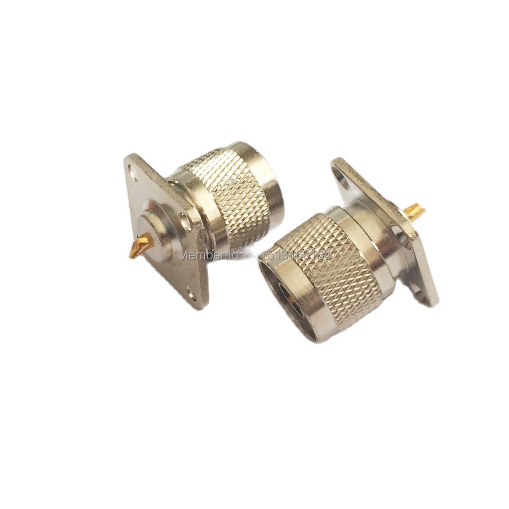 1pc n macho plug rf coaxial conector do conversor de solda copo cabo 4 furos montagem do painel nickelplated novo atacado