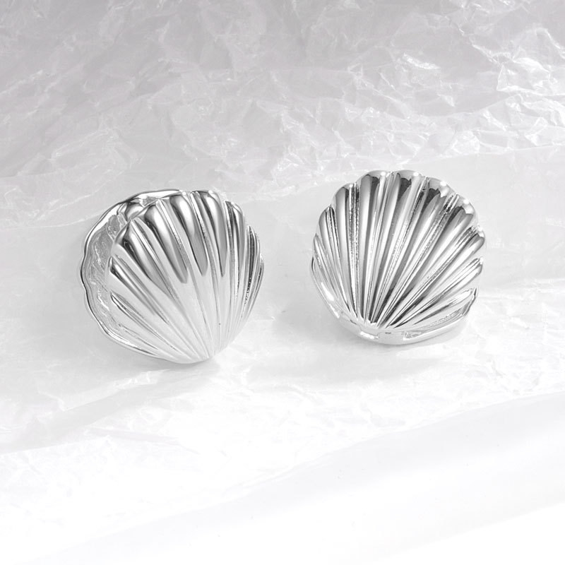 Vintage Metalen Shell Stud Oorbellen voor Vrouwen Punk Zilver Kleur Textuur Geometrische Onregelmatige Oor Gesp Sieraden Party: Goud-kleur
