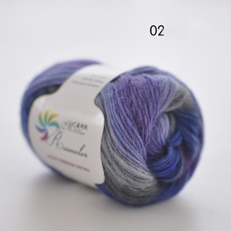 50g/ball Dik Sectie geverfd Regenboog Garen 100% Zuivere Wol Garen voor DIY Hand Breien Gehaakte Sjaal sjaal Draad XD003: N02