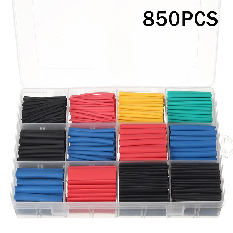 850pcs/box Heat Shrink Tube Set Shrinking Assorted Polyolefin Insulation Sleeving Heat Shrink Tubing Wire Cable 2:1: 850pcs