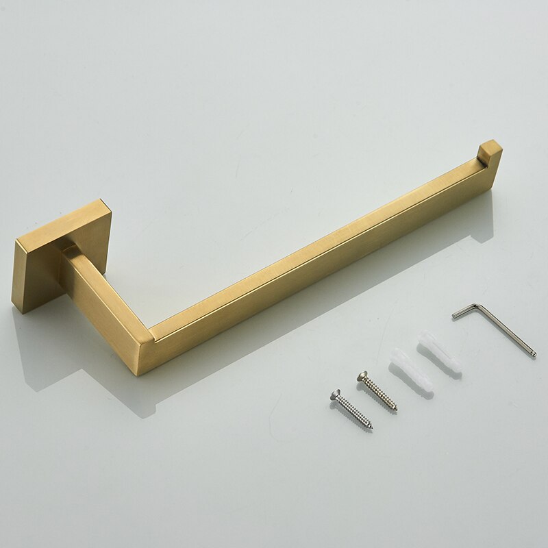 Set di accessori per il bagno in oro spazzolato appendiabiti portasciugamani portasciugamani Bar scaffale porta carta velina accessori per il bagno