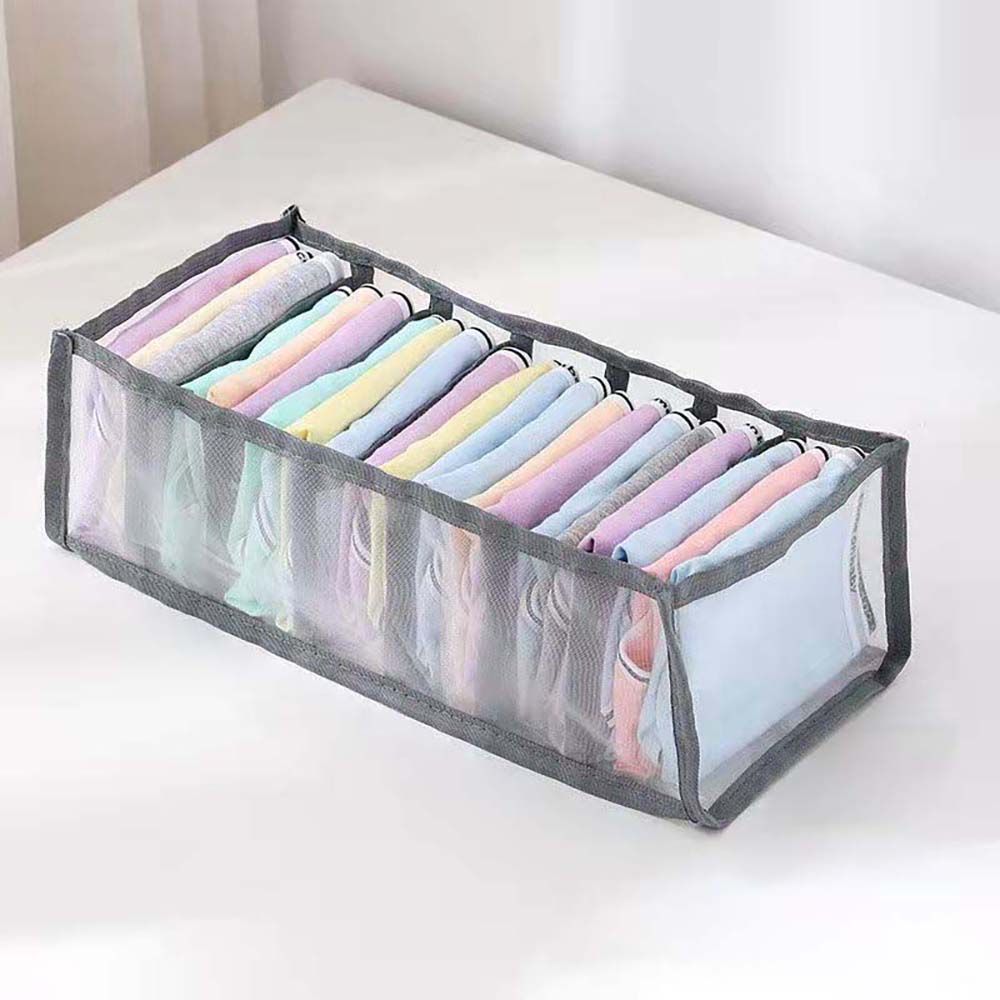 1Pcs Jeans Broek Opslag Closet Kledingkast Rek Kleding Organizer Closet Organizer Kleding Opbergdoos: Grey-Leggings 7 Grid