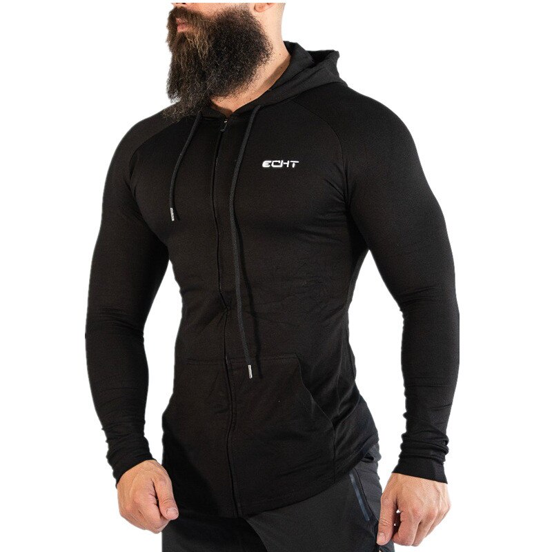 Herfst winter Mannen Gym Hoodies Fitness Bodybuilding Sweater Trui Sportkleding Mannelijke Workout Capuchon Kleding: XL / Black