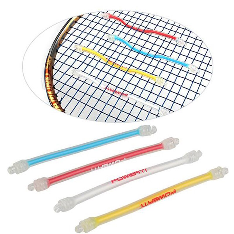 4pcs Silicone Tennis Bat Vibration Absorbing Shock Reducing Anti-Slip Strips Tennis Racket Damper Shock Absorber