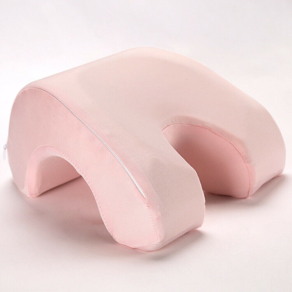 Office Nap Rest Plush Hollow Pillow Face Down Sleeping Pillow Support Pillows UK: Pink