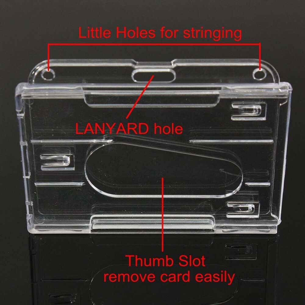 1Pc Card Holders Hard Plastic Double-faced Card Holder Transparent Card Holder Horizontal ID Holders