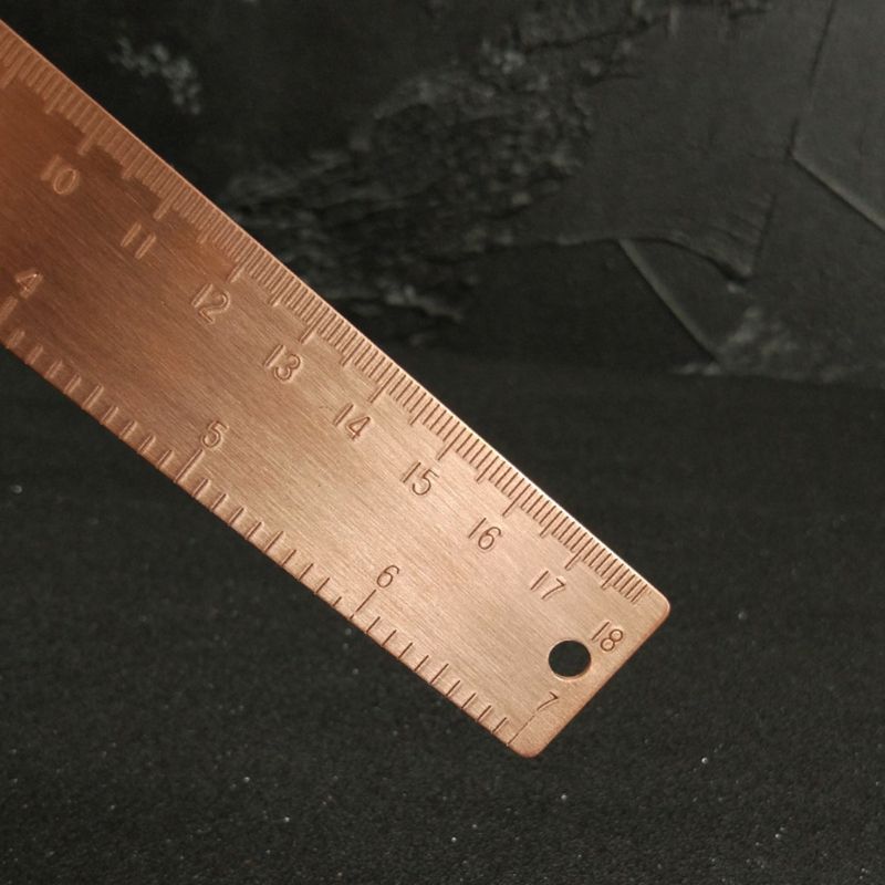 Vintage Copper Brass Straight Ruler Bookmark Cartography Painting Measuring Tool