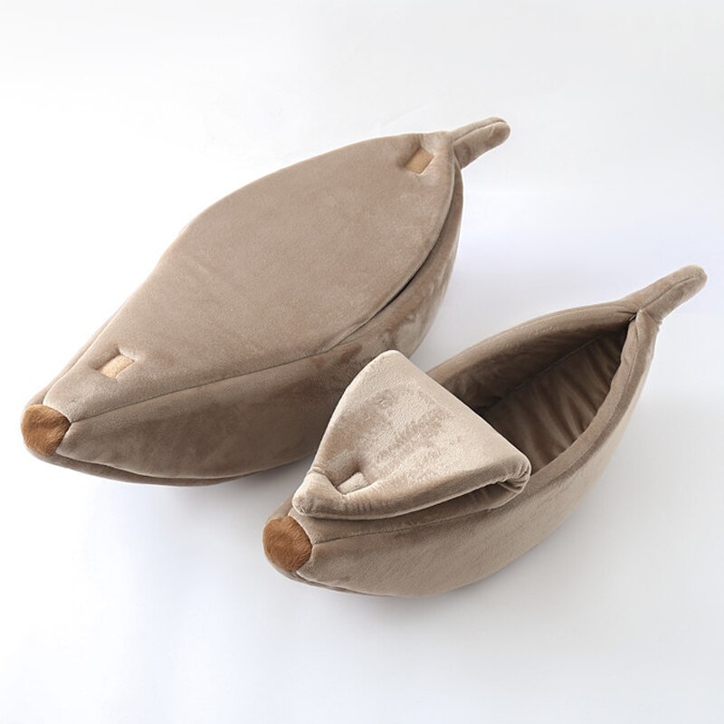 Cat Bed Banana Shape Pet Dog Beds Warm House Mat Durable Kennel Doggy Puppy Cushion Basket Portable Dog Cat Supplies Soft Sofa: Brown 1 Piece / M 55x20x15cm