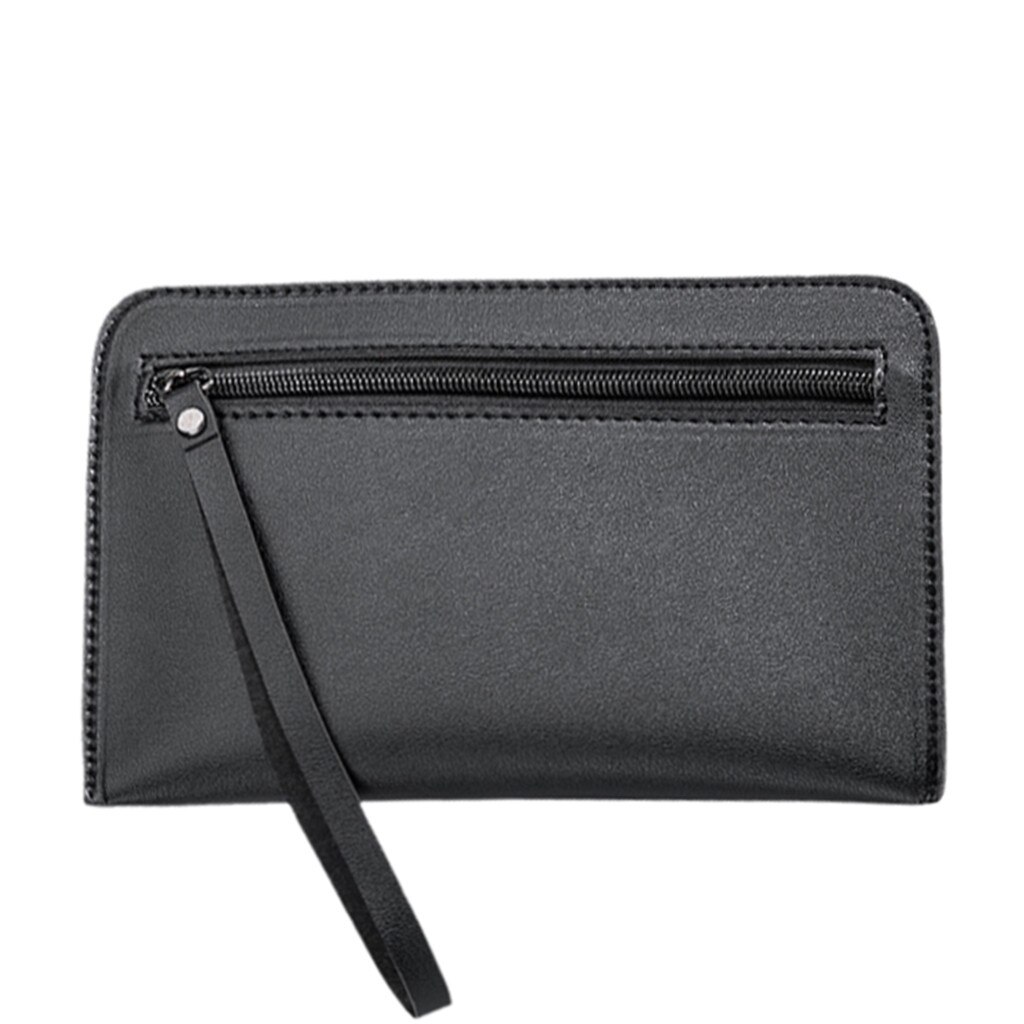 Aelicy vrouwen Lederen Clutch Portefeuilles Portemonnee Rits Handtas Visitekaarthouder Tassen Monedero De Cuero Para Mujer: Black