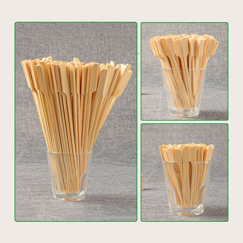 100PCS Barbecue Bamboo Skewers Disposable Bamboo Stick Long Toothpicks Fruit Sandwich Snacks BBQ Tableware Kitchen accessories