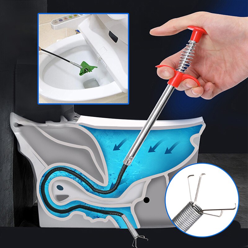 160cm Bendable Wire Drain Grabber Metal Spring Pipe Dredging Reacher Tool 1.6cm Kitchen Sink Cleaning Hook Hair Catcher Remover