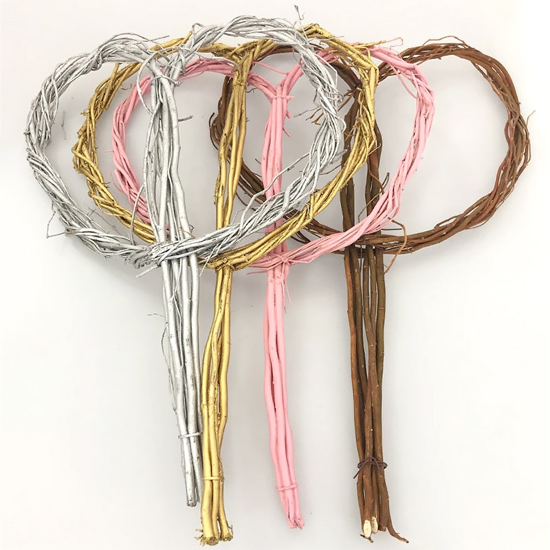 Flores artificiales de mimbre en forma de corazón, ramas de sauce Natural, Material de embalaje circular artesanal, decoración de boda y Navidad hecha a mano