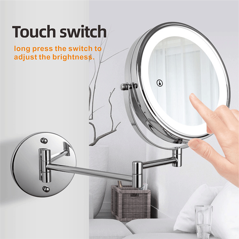 8 inch Wall Mounted Makeup Mirror 3X / 5X Magnifying Double Side Folding Arm Extend Bathroom Smart Hotel Cosmetic Mirrors