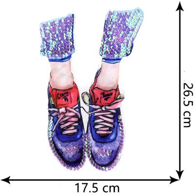 Grote Borduurwerk Auto Sequin Doek Stickers Kleding Patch Jas T-shirt Gat Stickers Cartoon Decoratieve Stickers E-02: Purple shoes