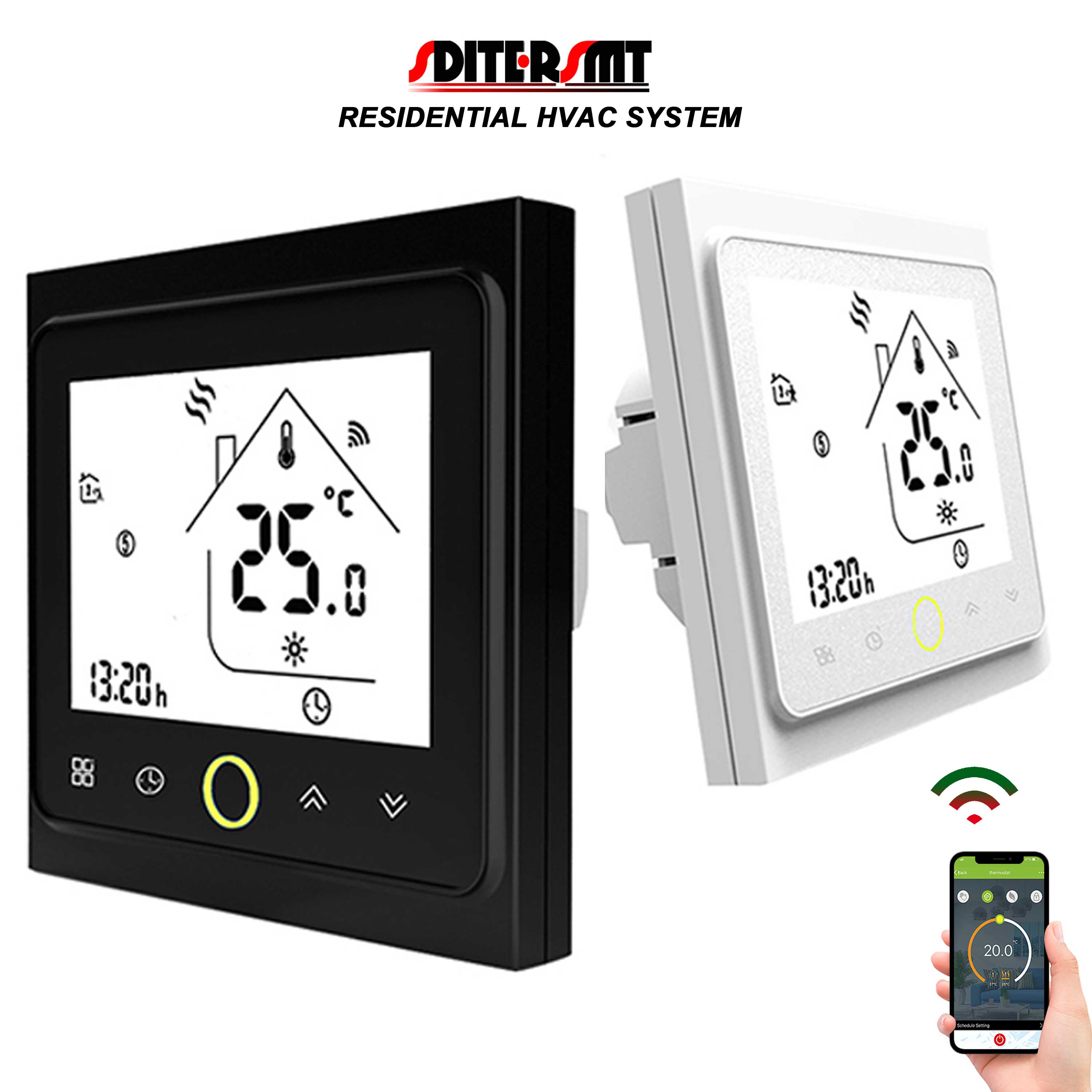 Termostato infrarrojo de doble Sensor, WIFI para calentador de sustrato de calefacción de placa base RS485 y MODBUS opcional, 220V, 24V, 16A