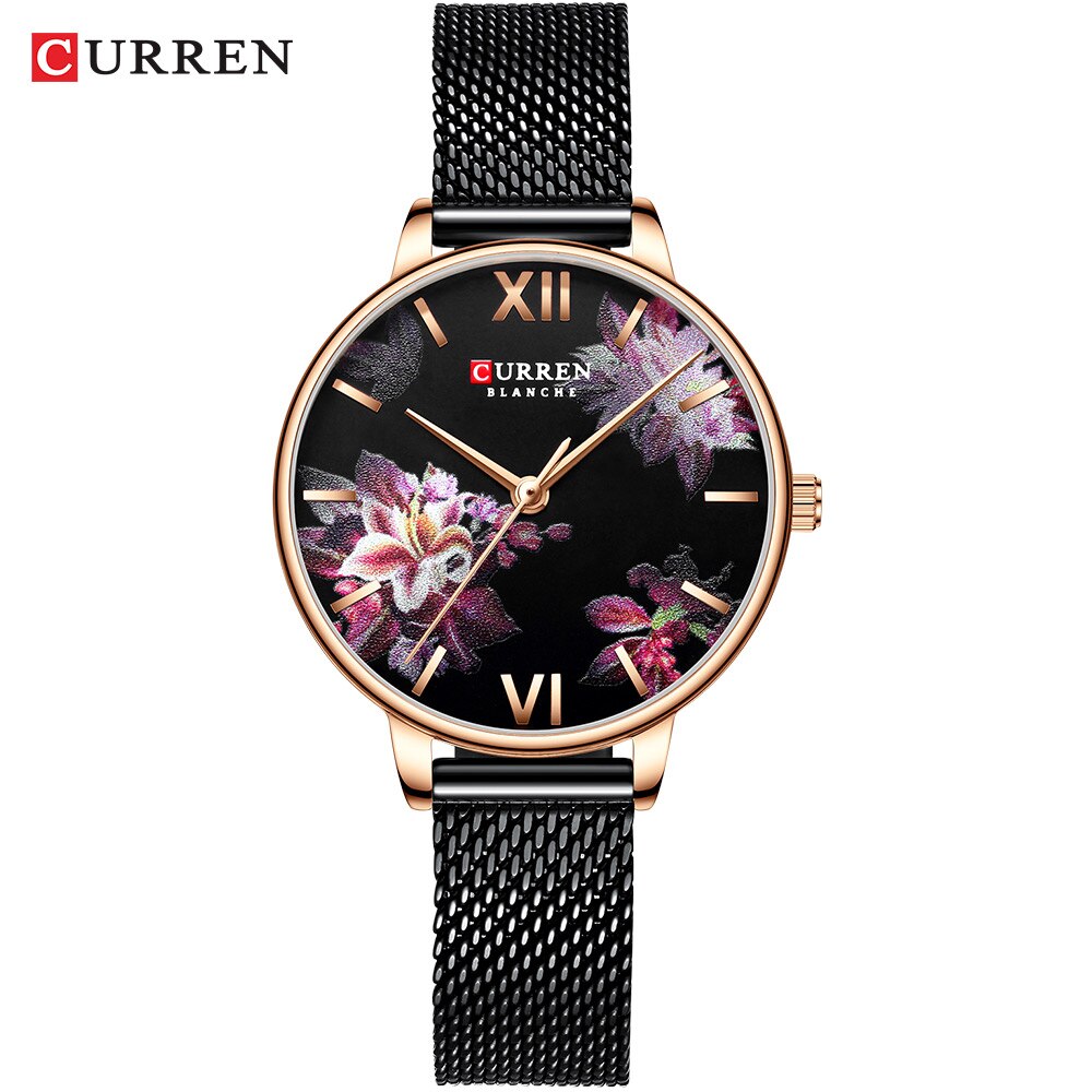 Dameshorloges curren dameshorloge casual dames quartz polshorloges met roestvrijstalen armband: S-zwart horloge