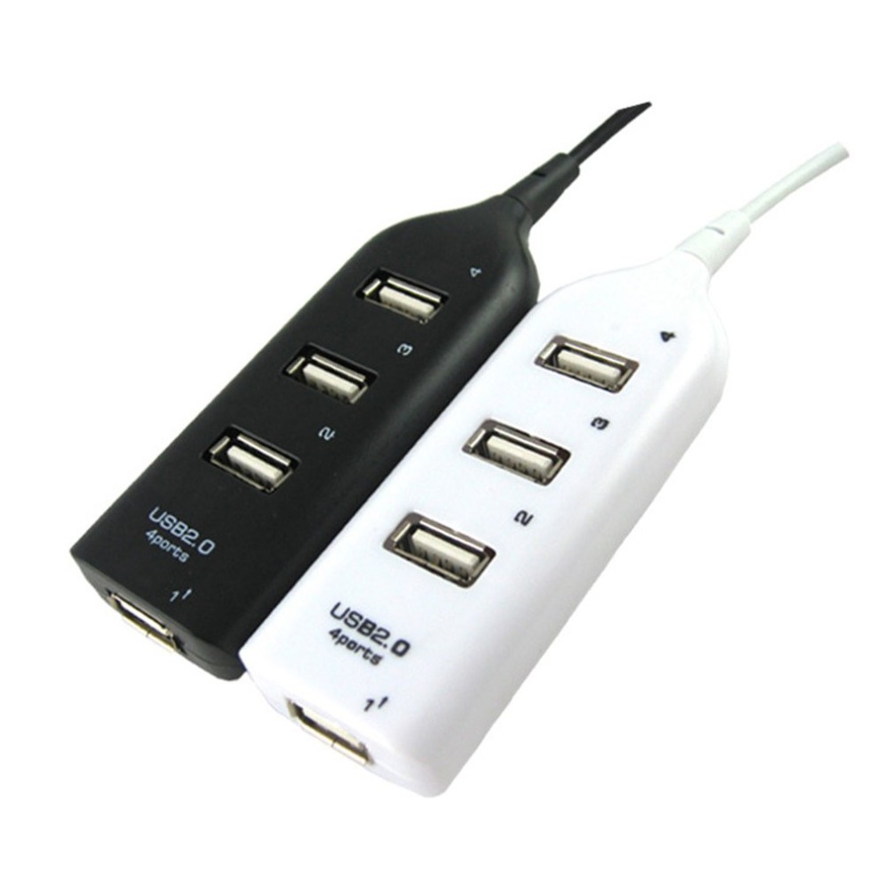 USB 2.0 High Speed 4 Ports Splitter Usb Hub Adapter For PC Laptop Computer Black Receiver Computer Peripherals Accessories