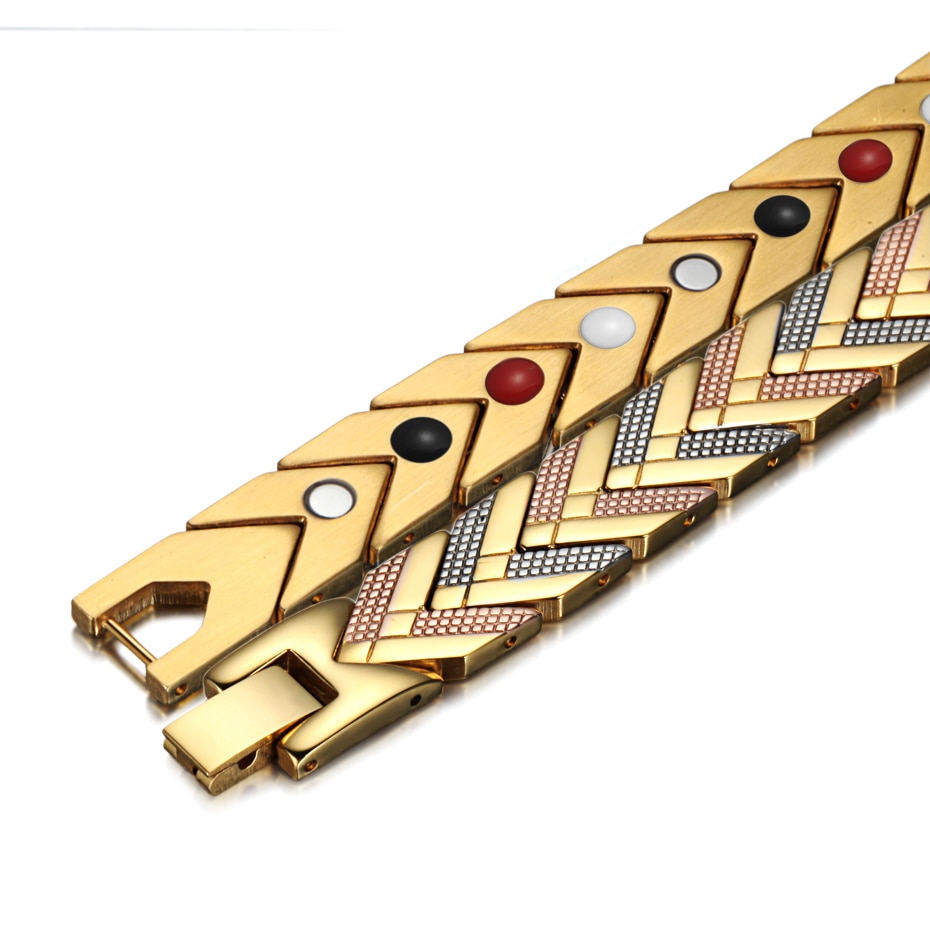 Goldene magnetarmbänder für damen, 4 in-in -1- kombination aus Germanium für gesundheit, bioenergie und heilwirkung, schmuck für frauen mit Arthritis