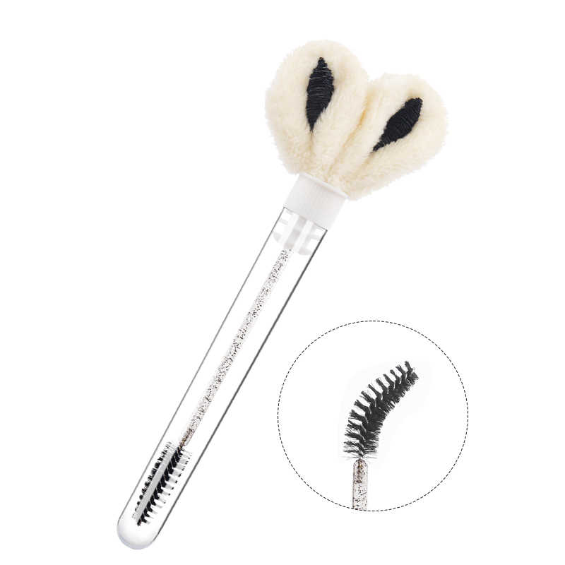 5 Pcs Rabbit Ears Decoration Tube Eyelash Brush Eyebrow Comb Clear Mascara Wands Micro Brush Makeup Tool Lash Extension Supplies: Pink