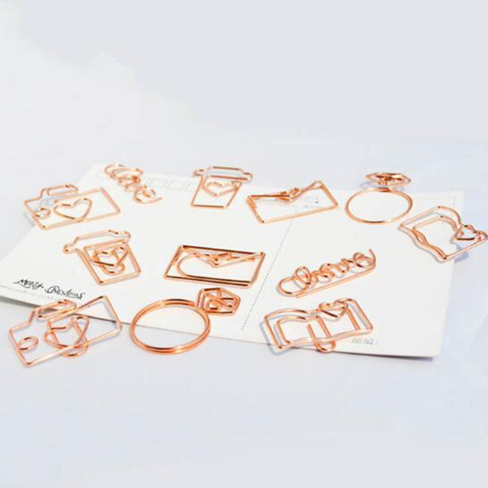 4Pcs In Oro Rosa di Carta Pinze Segnalibro Planner Strumenti Strumenti di Scrapbooking Memo Clip In Metallo Binder Paperclip ndex segnalibro per i libri