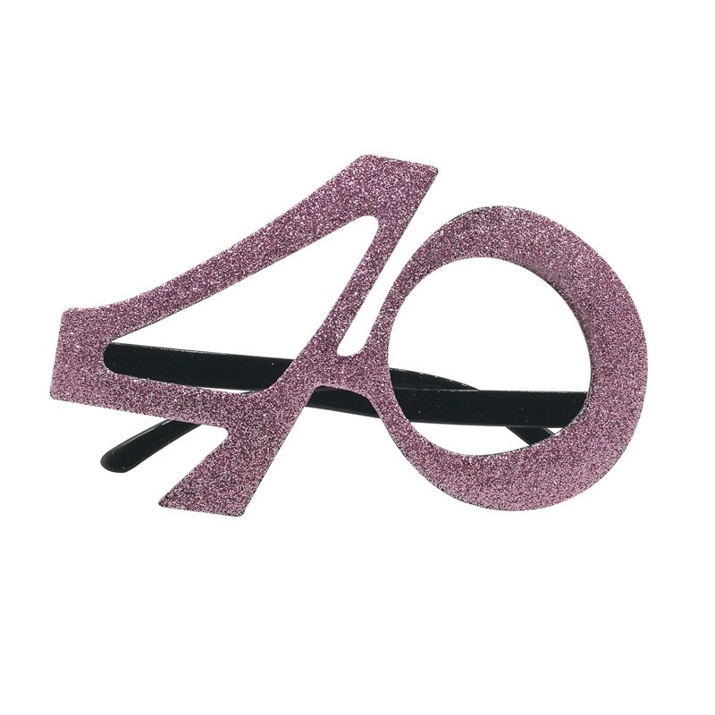 1Pcs Rose Gold 40th 50th 60th Happy Birthday Plastic Glasses Anniversary Birthday Party Photo Props Decoration Supplies: glasses 40th