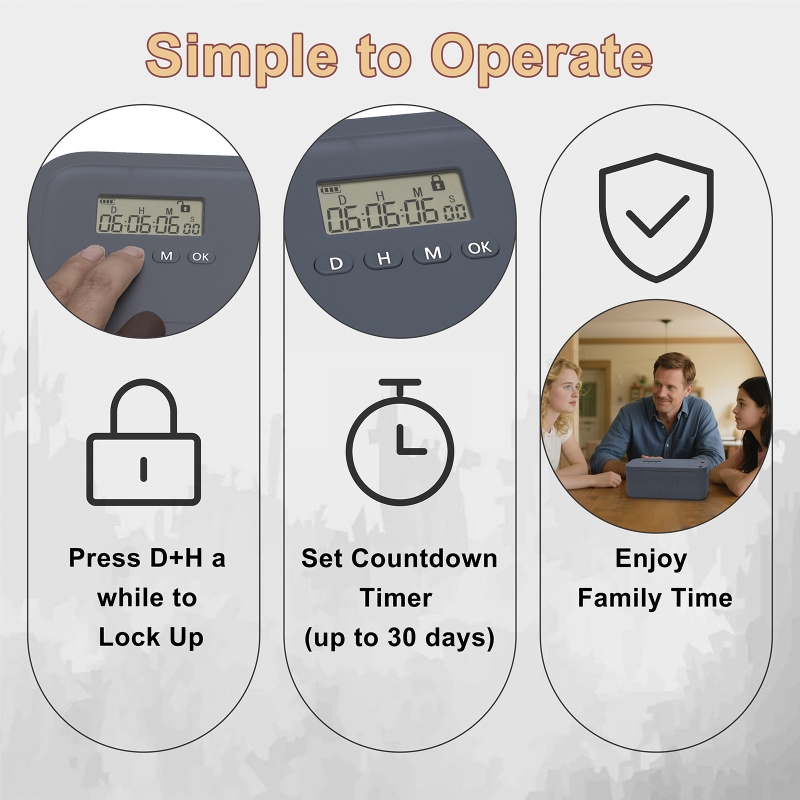 Timer Lock Boxes Electronic Lockable Container Self-Discipline Phone Lock Boxes Medicine Box Personal Items Files Safe Storage