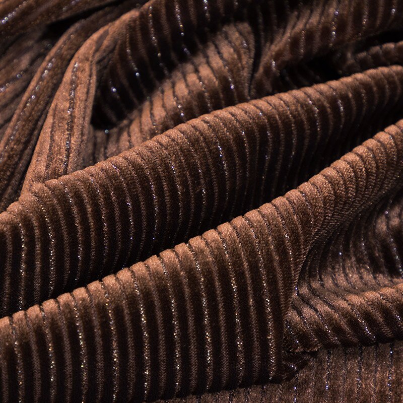 Velvet Dress Fabric Glittery Stripe Stretchy Velvet Bling Shimmer Sewing Fabric: Brown / 1 Yard