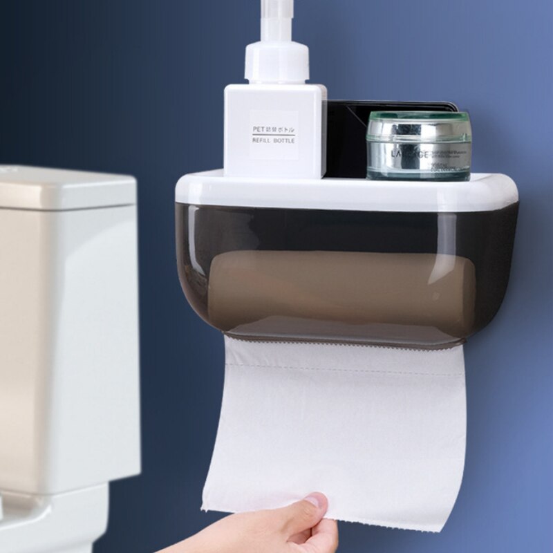 Vattentät toalettpappershållare, väggmonterad toalettpappersdispenser, mjukpapperslåda - rullepappershanddukshållare för kök, badrum