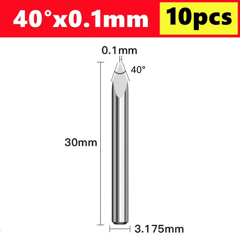 10 Uds broca de grabado CNC brocas de grabado piramidal de 3 bordes vástago de 3.175mm 20-90D fresa de extremo de carburo fresa de broca enrutadora CNC: 5,5 mm