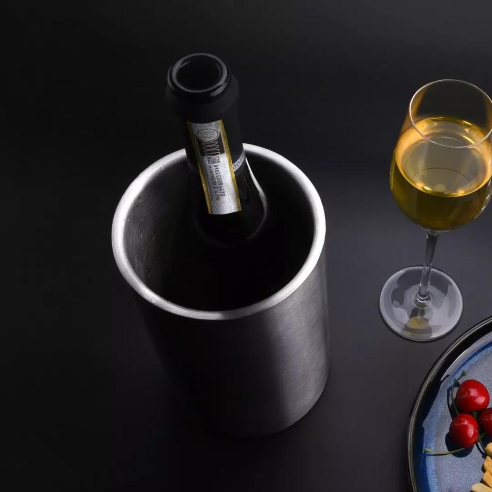 CIRCLE JOY Stainless Steel Double Ice Bucket Efficient Insulation Mini Ice Bucket Chilling for Whiskey Wine Cold Longer Ice Pail