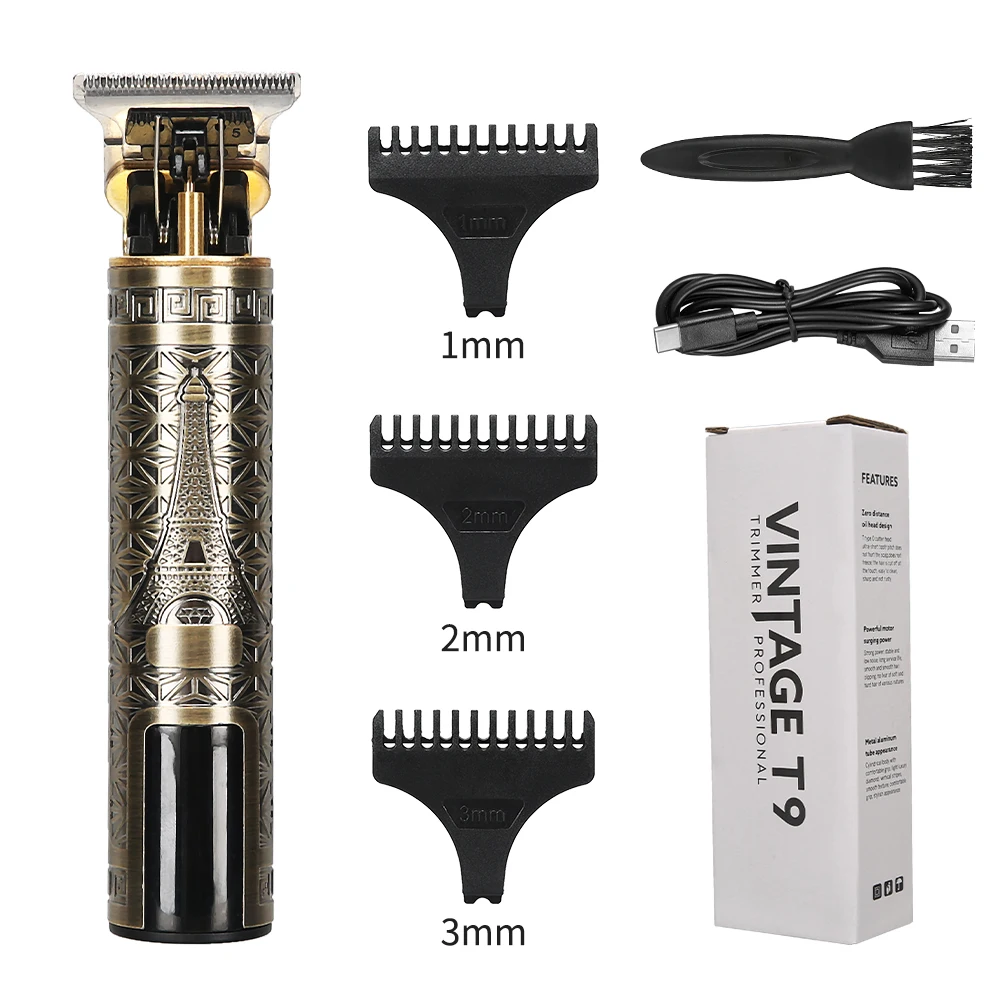 Coiffeur électrique avec affichage numérique LCD, chargement USB, batterie intégrée de grande capacité, longue durée de vie, sculpture, rasoir Bergame, populaire: Orange