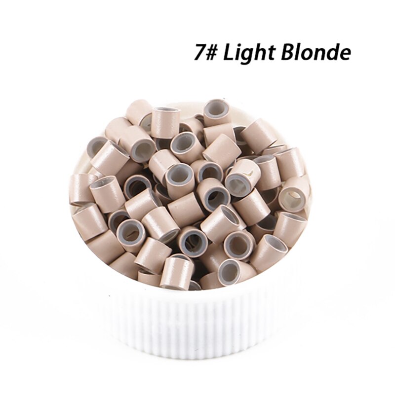 Frete grátis (1000 peças/garrafa) 1 garrafas 4.0x2.6x4.0mm anéis de silicone de cobre/tubos para extensão de cabelo em microanel e de ponta i: Light Blonde