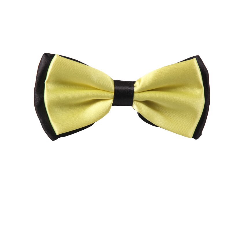 Adult Bowtie Classic Man Wedding Party Formal Satin Silk Multicolor Adjust Neck Bow tie style Clip-On: Light Yellow