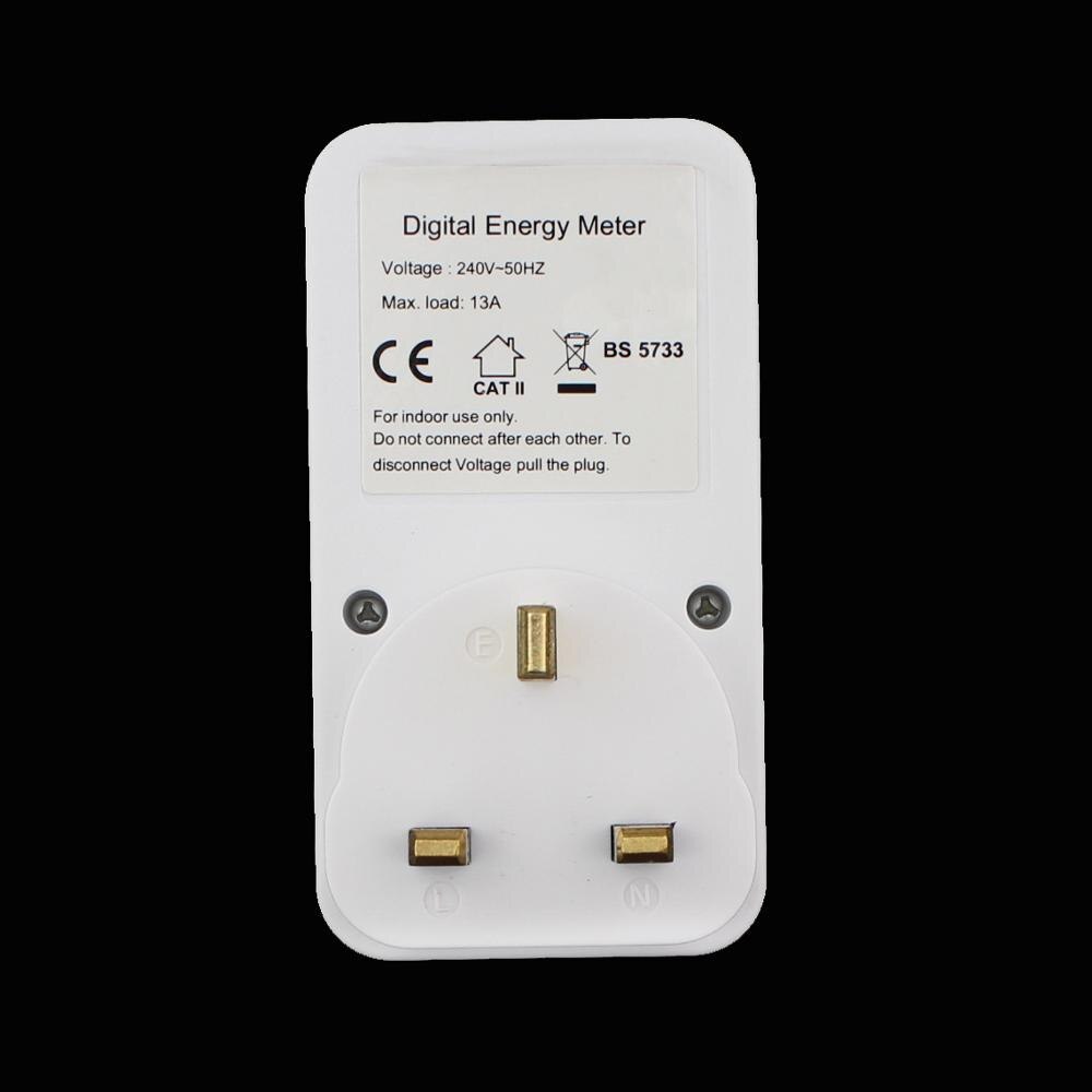 Digital Energy Meter Socket Plug-in Electric Power watt Meter Energy tester Monitor checker LCD Display UK Plug 240V-50Hz 13A
