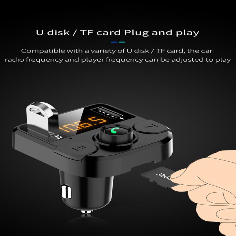 Car Bluetooth Player Dual USB Car Bluetooth Hands-Free Phone Multi-Function Card FM Receiver Mobile Phone Charger For MP3