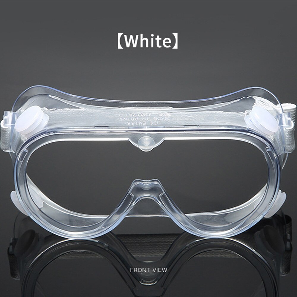 Transparent Ski Dust-proof Anti-fog Goggles Wind Sand Droplets can Wear Myopia Glasses Fully Enclosed Protective Goggles: White