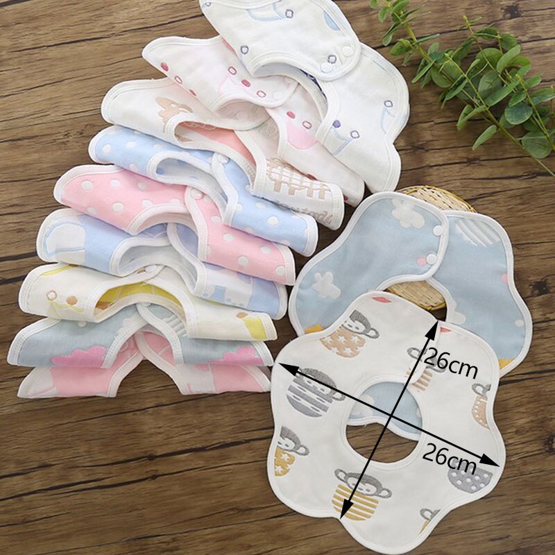 Baby Bibs 360 Degree Rotation 8 Layers Gauze Muslin Baby Kids Bandana Burp Cloth Soft Newborn Infant Saliva Towel Baby Stuff