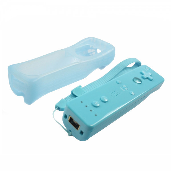 Blue Motion Sensor Afstandsbediening + Wired Nunchuck Combo voor Nintendo Wii Console