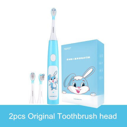 Børns elektriske tandbørster lydløse børns elektriske tandbørster til børn fra 3 to 12 drenge og piger genopladelige: 2 stk blå