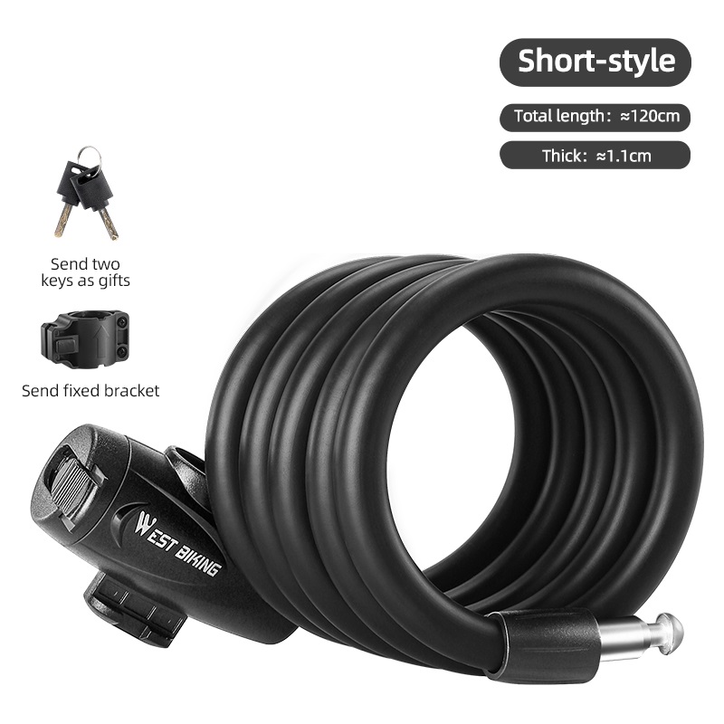 WEST BIKING – serrure à câble en acier antigel pour vélo, Portable, sécurité, antivol, fil épais, en alliage de Zinc, accessoires de vélo: WHITE
