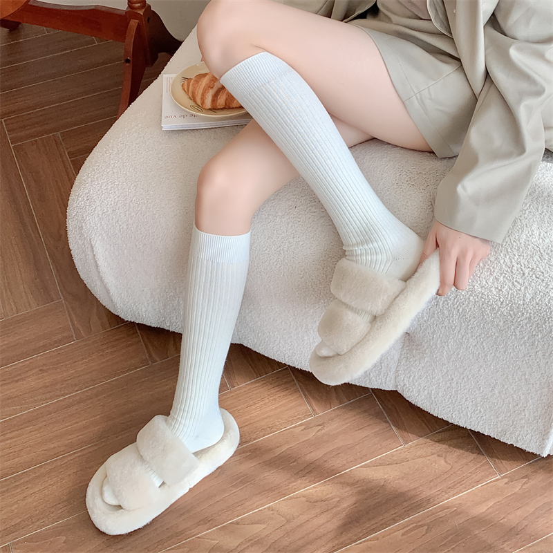 Calze da donna retrò nuova moda autunno casual tinta unita stile giapponese calzini caldi per donna morbidi calzini invernali al ginocchio lunghi