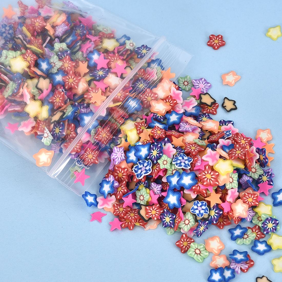 1000 Stks/pak Fruit Klei Hars Vullen Blad Bloemen Patroon Kleurrijke Gemengde Filler Voor Diy Epoxyhars Sieraden Nail Art Decoratie: 05-star