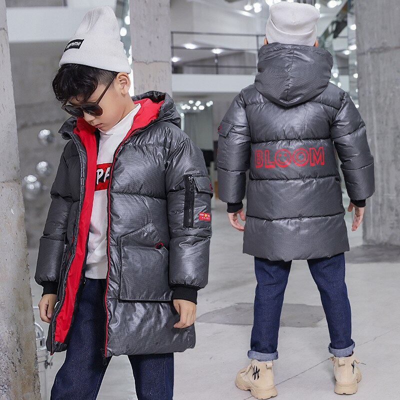 Drengejakke bomulds-polstret tøj midt i vinteren koreansk stil tyk varm børn frakke lange børnetøj