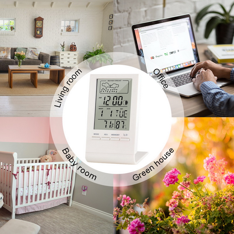 Thermometer Hygrometer Gauge Indicator Indoor/Outdoor Weerstation Automatische Elektronische Temperatuur Vochtigheid Monitor Klok