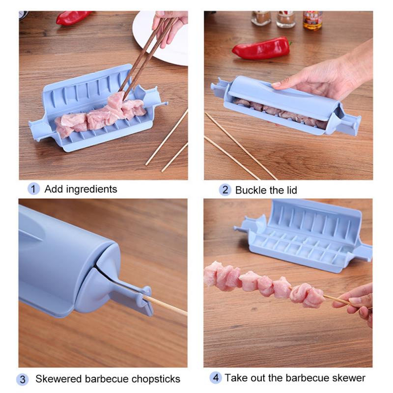 Hurtig spyd let grill kebab maker kød brochetter spyd maskine bbq grill tilbehør værktøjssæt